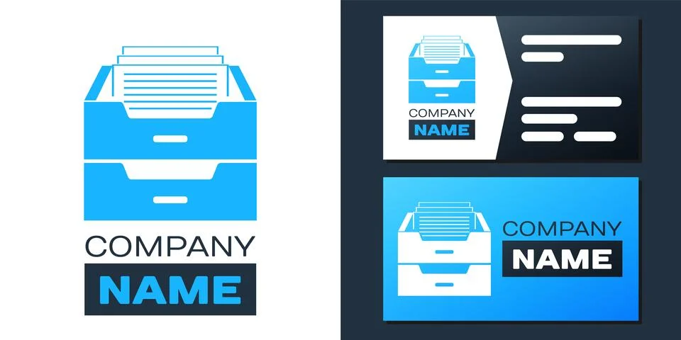 Logotype Drawer with documents icon isolated on white background. Archive papers イラスト素材