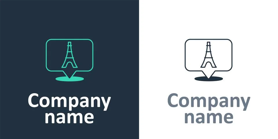 Logotype Eiffel tower icon isolated on white background. France Paris landmark Illustrazione stock