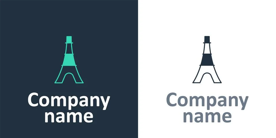 Logotype Eiffel tower icon isolated on white background. France Paris landmark Illustrazione stock