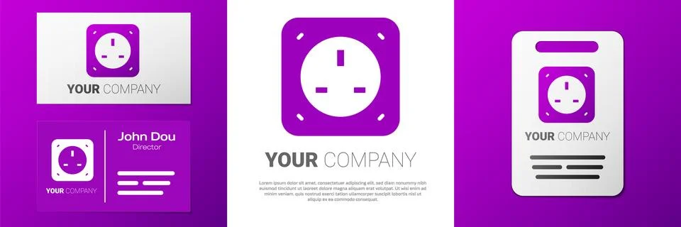 Logotype Electrical outlet icon isolated on white background. Power socket Stock Illustration