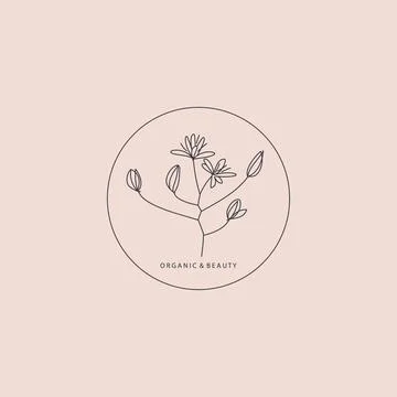 Logotype element. Part of flower drawn in lines Stock Illustration