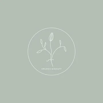 Logotype element. Plant part drawn in lines Stock Illustration