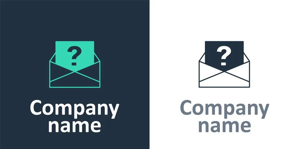 Logotype Envelope with question mark icon isolated on white background. Letter Stock Illustration