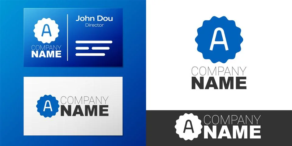 Logotype Exam sheet with A plus grade icon isolated on white background. Test Illustration