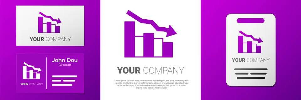 Logotype Financial growth decrease icon isolated on white background. Increas Stock Illustration