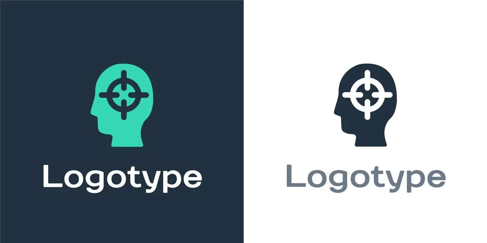 Logotype Finding a problem in psychology icon isolated on white background. Logo Illustrazione stock