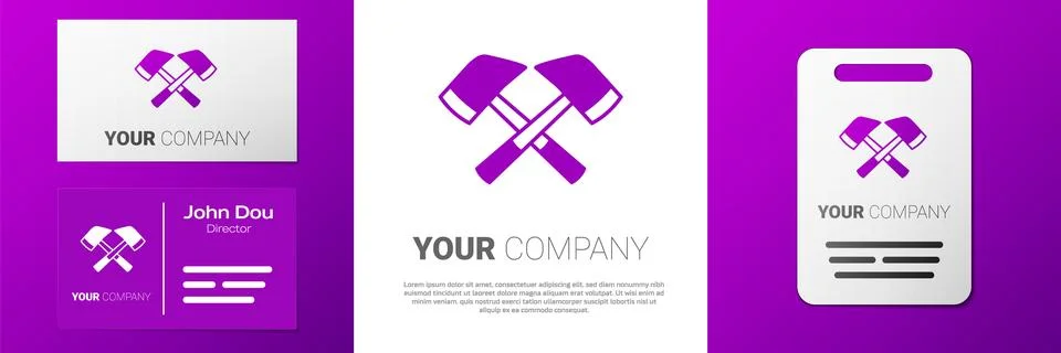 Logotype Firefighter axe icon isolated on white background. Fire axe. Logo .. Stock Illustration