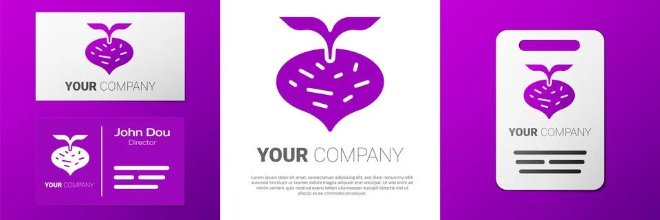 Logotype Fresh beet with leaf icon isolated on white background. Natural Root Stock Illustration