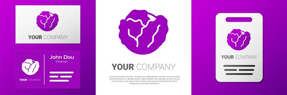 Logotype Fresh cabbage vegetable icon isolated on white background. Logo desi Ilustración de archivo