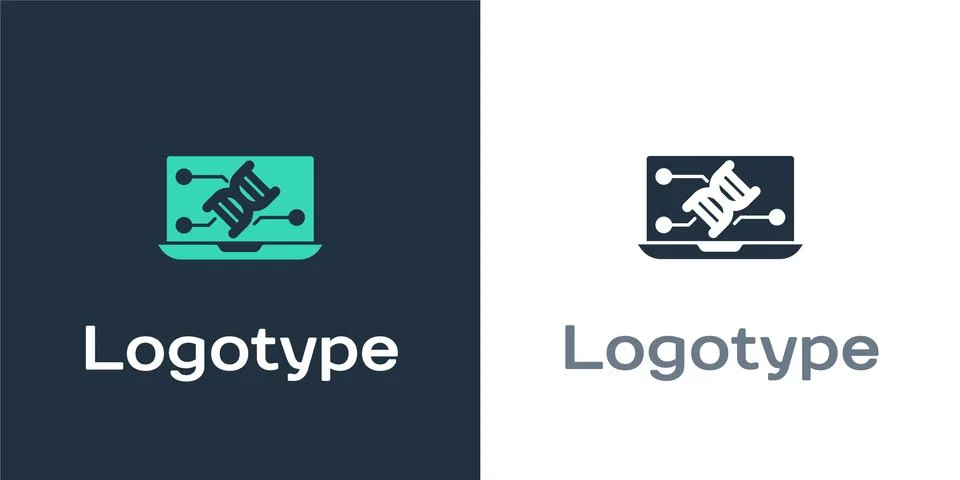Logotype Genetic engineering modification on laptop icon isolated on white イラスト素材