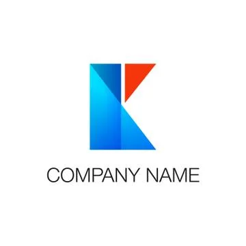 Logotype. Geometric shapes rectangle and triangle blue and red colors as lett Stock Illustration