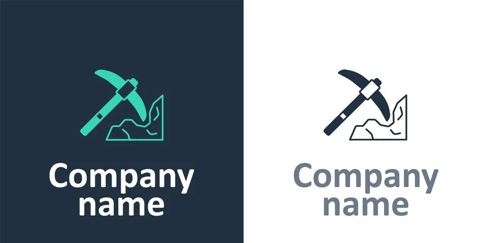 Logotype Gold mining icon isolated on white background. Logo design template Stock Illustration