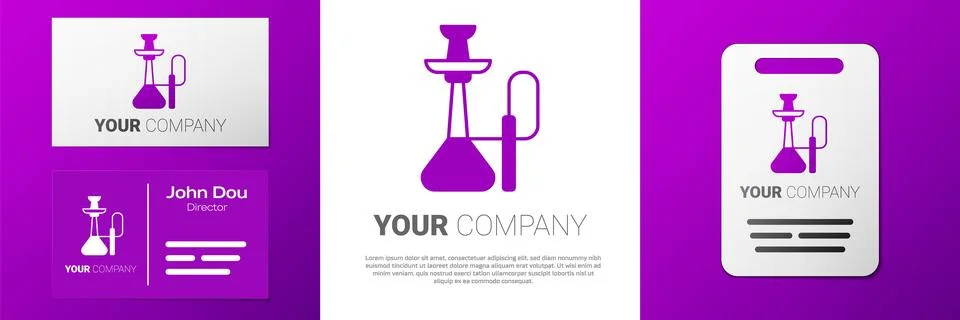 Logotype Hookah icon isolated on white background. Logo design template ele.. Stock Illustration