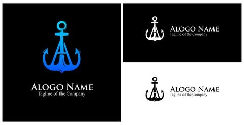 A logotype. initial A custom text in achor logo vector illustration. Illustrazione stock