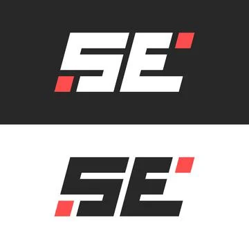 Logotype initials SE or ES letters monogram italic font, technology logo set, Stock Illustration