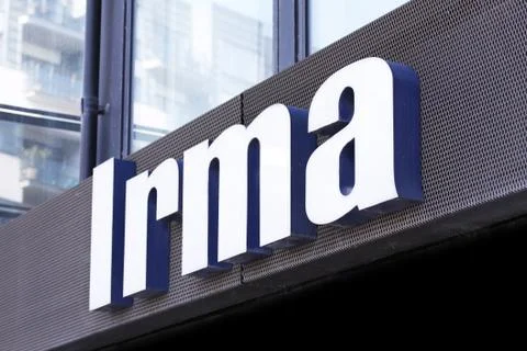 Logotype for Irma - a high-end chain of supermarkets in Copenhagen Stock Photos