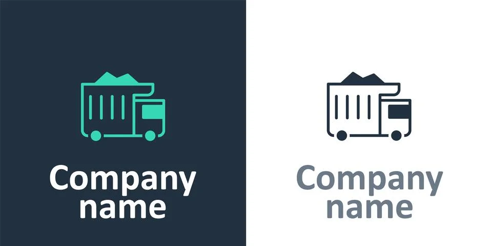Logotype Large industrial mining dump truck icon isolated on white backgrou.. Stock Illustration