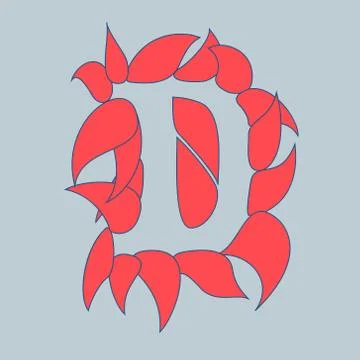 Logotype letter D with leafs - stylized design using negative space Stock Illustration