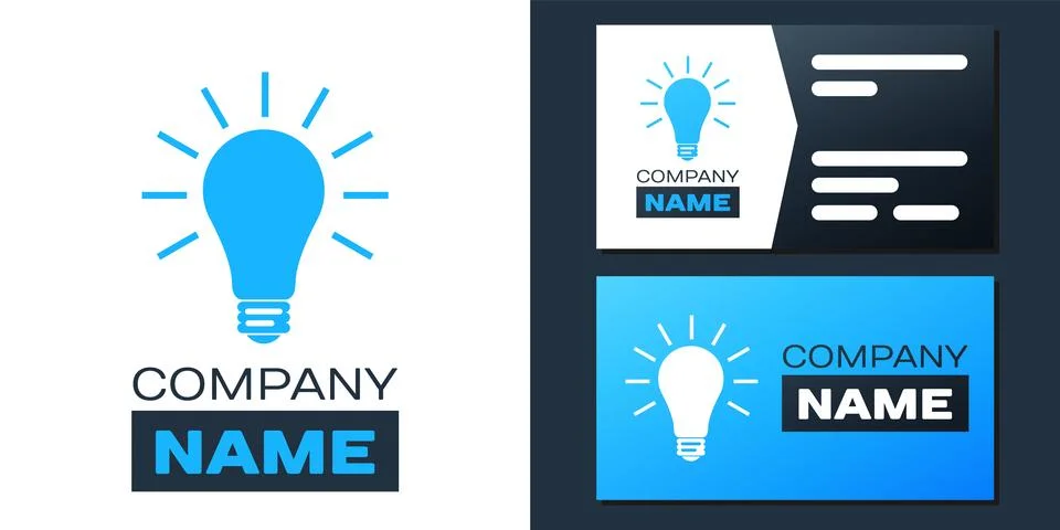 Logotype Light bulb with rays shine icon isolated on white background. Energy Stock Illustration