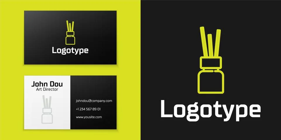 Logotype line Aroma diffuser icon isolated on black background. Glass jar Stock Illustration