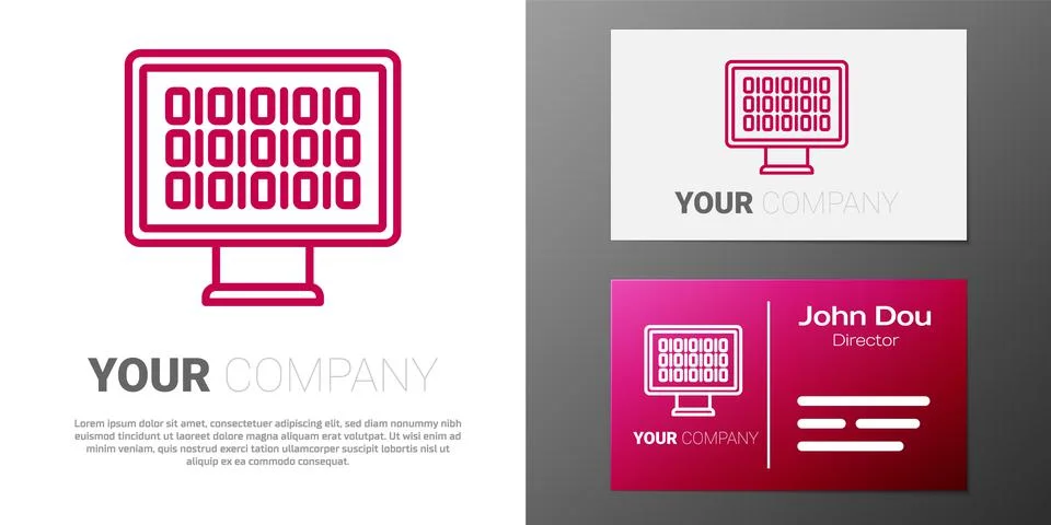Logotype line Binary code icon isolated on white background. Logo design Stock Illustration