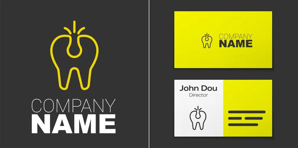Logotype line Broken tooth icon isolated on grey background. Dental problem icon Illustrazione stock