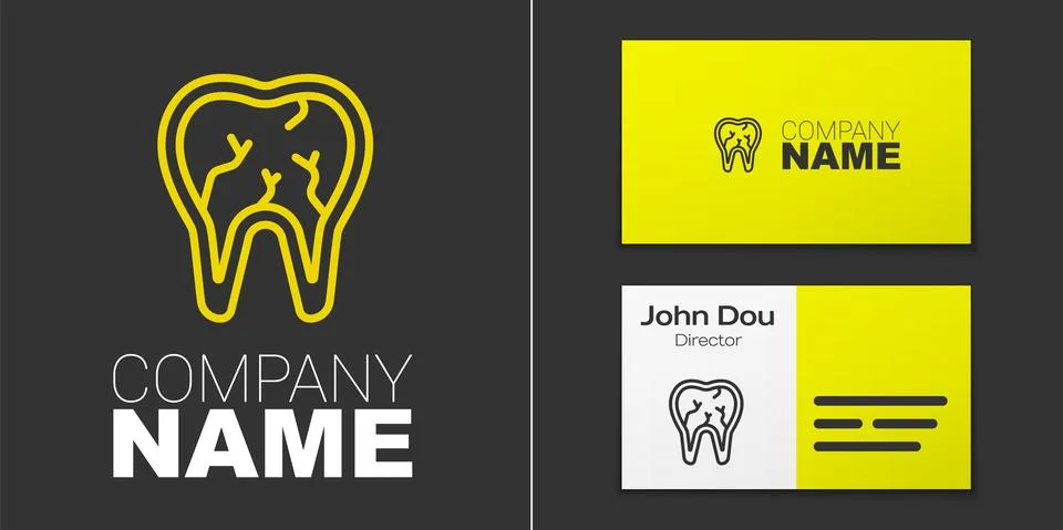Logotype line Broken tooth icon isolated on grey background. Dental problem icon Stock Illustration