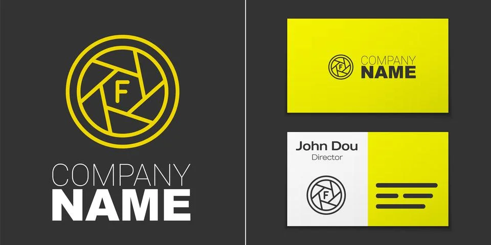 Logotype line Camera shutter icon isolated on grey background. Logo design Illustrazione stock