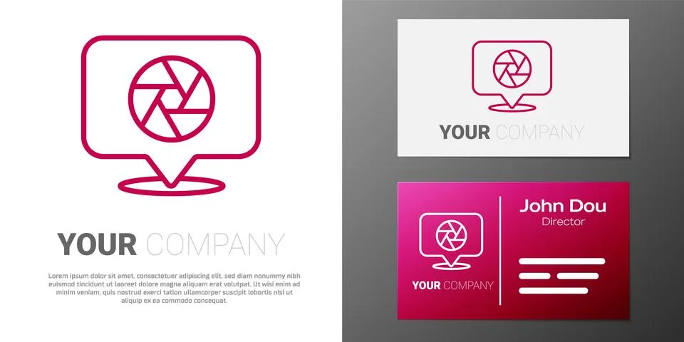 Logotype line Camera shutter icon isolated on white background. Logo design.. Stock Illustration