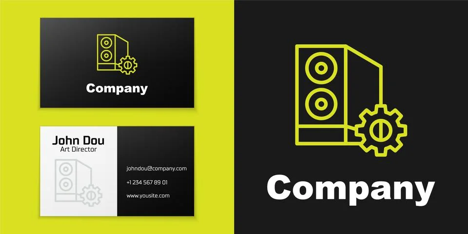 Logotype line Case of computer setting icon isolated on black background Stock Illustration
