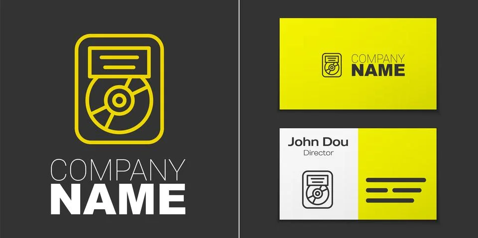 Logotype line CD disk award in frame icon isolated on grey background. Modern Stock Illustration