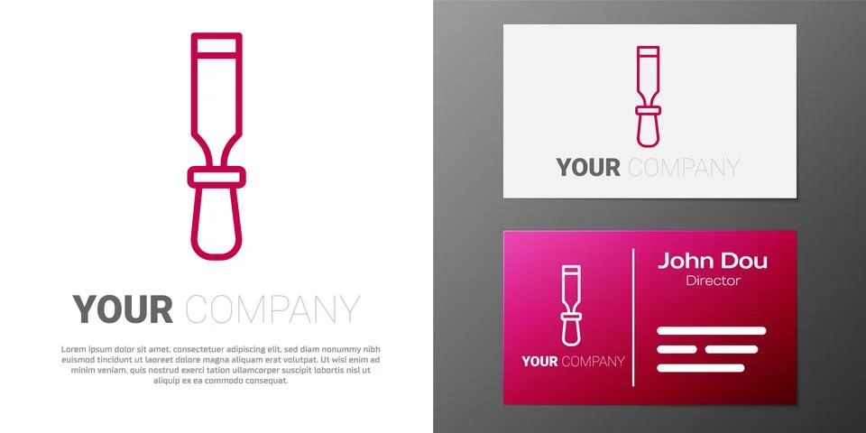 Logotype line Chisel tool for wood icon isolated on white background. Logo .. Stock Illustration