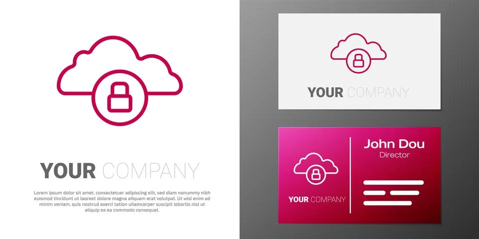 Logotype line Cloud computing lock icon isolated on white background. Secur.. Stock Illustration