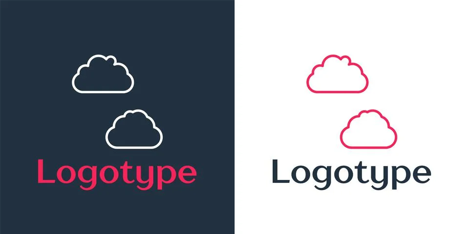 Logotype line Cloud icon isolated on white background. Logo design template 스톡 일러스트