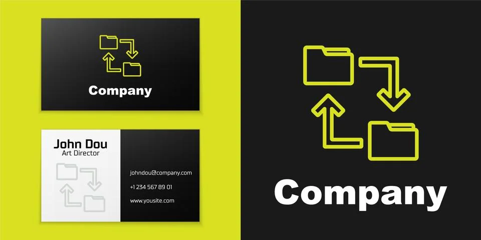 Logotype line Cloud storage text document folder icon isolated on black Stock Illustration