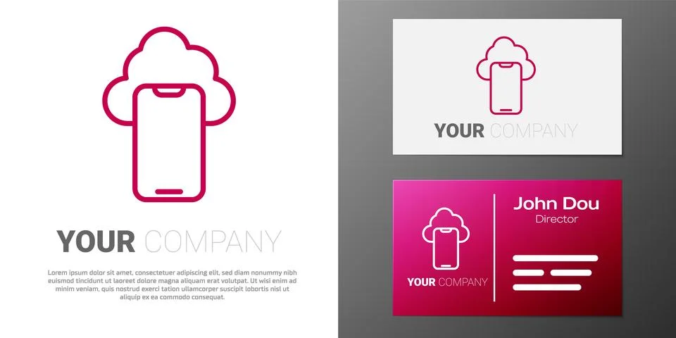 Logotype line Cloud technology data transfer and storage icon isolated on white Stock Illustration