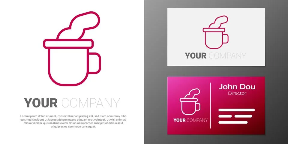 Logotype line Cup of tea icon isolated on white background. Logo design tem.. Stock Illustration