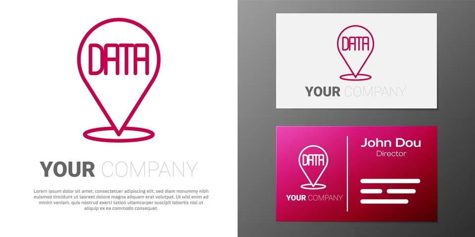 Logotype line Data analysis icon isolated on white background. Business data Illustrazione stock