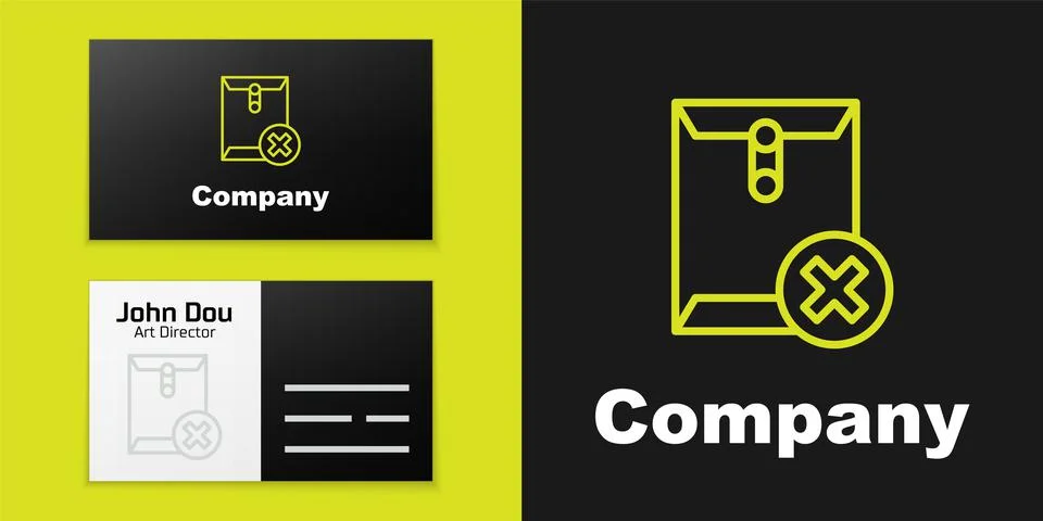 Logotype line Delete envelope icon isolated on black background. Delete or error Stock Illustration