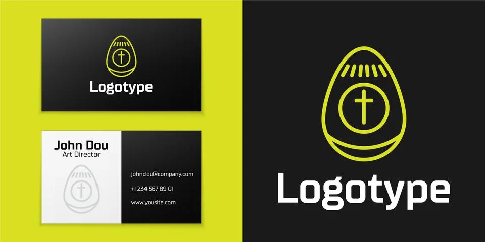 Logotype line Easter egg icon isolated on black background. Happy Easter. Logo Stock Illustration