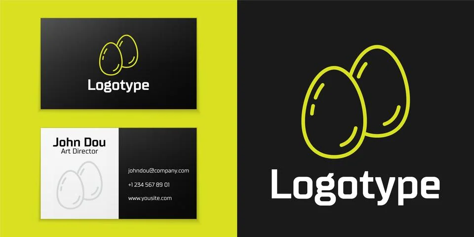 Logotype line Easter eggs icon isolated on black background. Happy Easter. Logo Stock Illustration