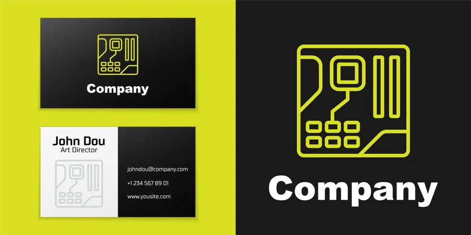 Logotype line Electronic computer components motherboard digital chip integrated イラスト素材