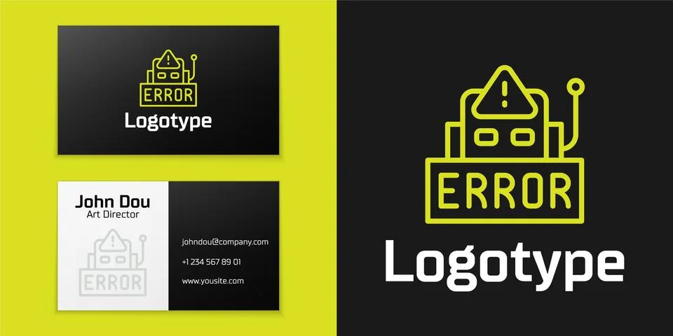 Logotype line Error in the operation program of the robot icon isolated on black Stock Illustration