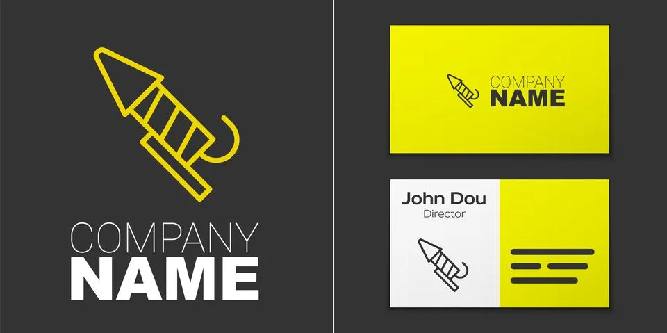 Logotype line Firework rocket icon isolated on grey background. Concept of fun Stock Illustration