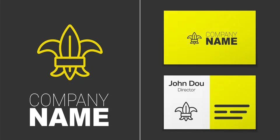 Logotype line Fleur de lys or lily flower icon isolated on grey background. Logo Ilustração Stock
