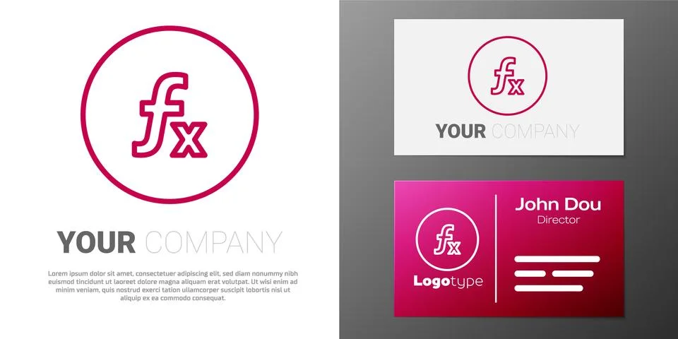 Logotype line Function mathematical symbol icon isolated on white background Stock Illustration