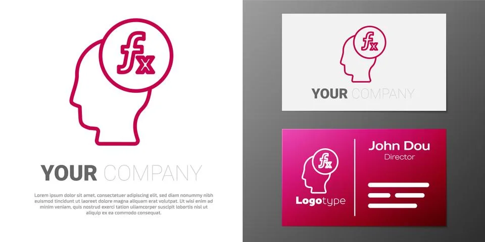 Logotype line Function mathematical symbol icon isolated on white background Stock Illustration