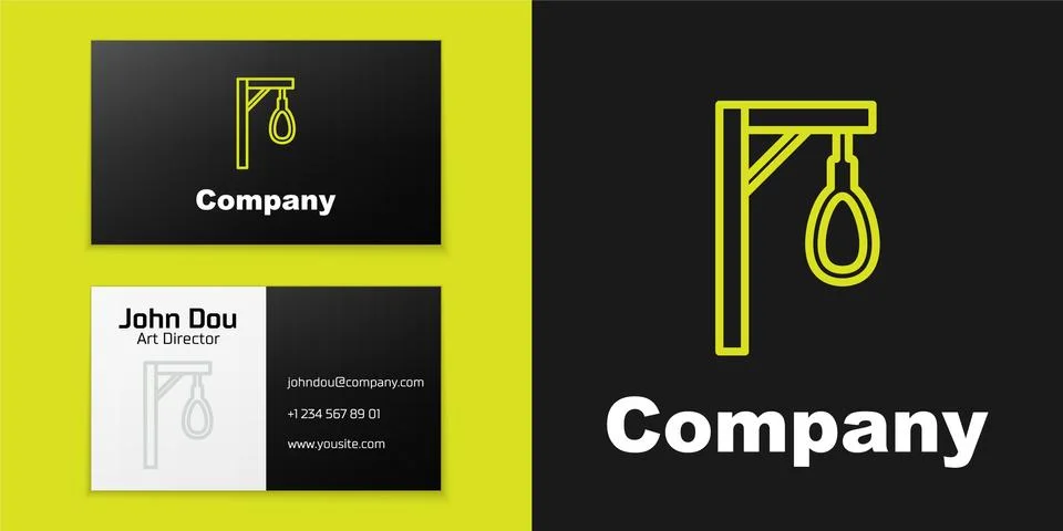 Logotype line Gallows rope loop hanging icon isolated on black background. Rope Stock Illustration