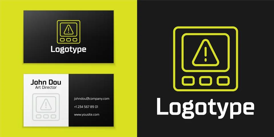 Logotype line Gps device error icon isolated on black background. Logo design Stock Illustration