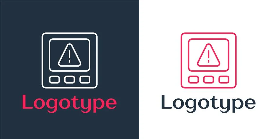 Logotype line Gps device error icon isolated on white background. Logo design Stock Illustration